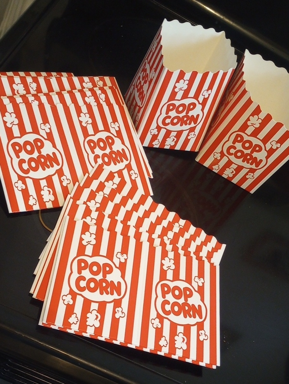 Classic Red & White Striped Popcorn Boxes - Party Pack